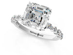 Asscher Cut Diamond Solitaire Ring in White gold with Shared Prong Marquise and Round Side Stones_37