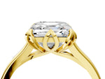 Asscher Cut Diamond Solitaire Ring in Yellow gold with Flower Prong Setting_22