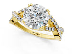 Asscher Cut Diamond Solitaire Ring in Yellow gold with Interwoven Pavé Band and Prong Setting_1