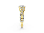 Asscher Cut Diamond Solitaire Ring in Yellow gold with Interwoven Pavé Band and Prong Setting_2