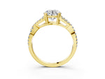 Asscher Cut Diamond Solitaire Ring in Yellow gold with Interwoven Pavé Band and Prong Setting_3