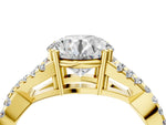 Asscher Cut Diamond Solitaire Ring in Yellow gold with Interwoven Pavé Band and Prong Setting_4