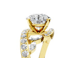 Asscher Cut Diamond Solitaire Ring in Yellow gold with Pavé Twist Band and Prong Setting_5