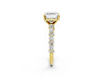 Asscher Cut Diamond Solitaire Ring in Yellow gold with Pear and Round Cluster Band_14