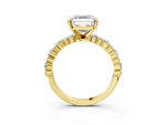 Asscher Cut Diamond Solitaire Ring in Yellow gold with Pear and Round Cluster Band_15