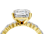 Asscher Cut Diamond Solitaire Ring in Yellow gold with Pear and Round Cluster Band_16