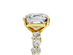 Asscher Cut Diamond Solitaire Ring in Yellow gold with Pear and Round Cluster Band_17