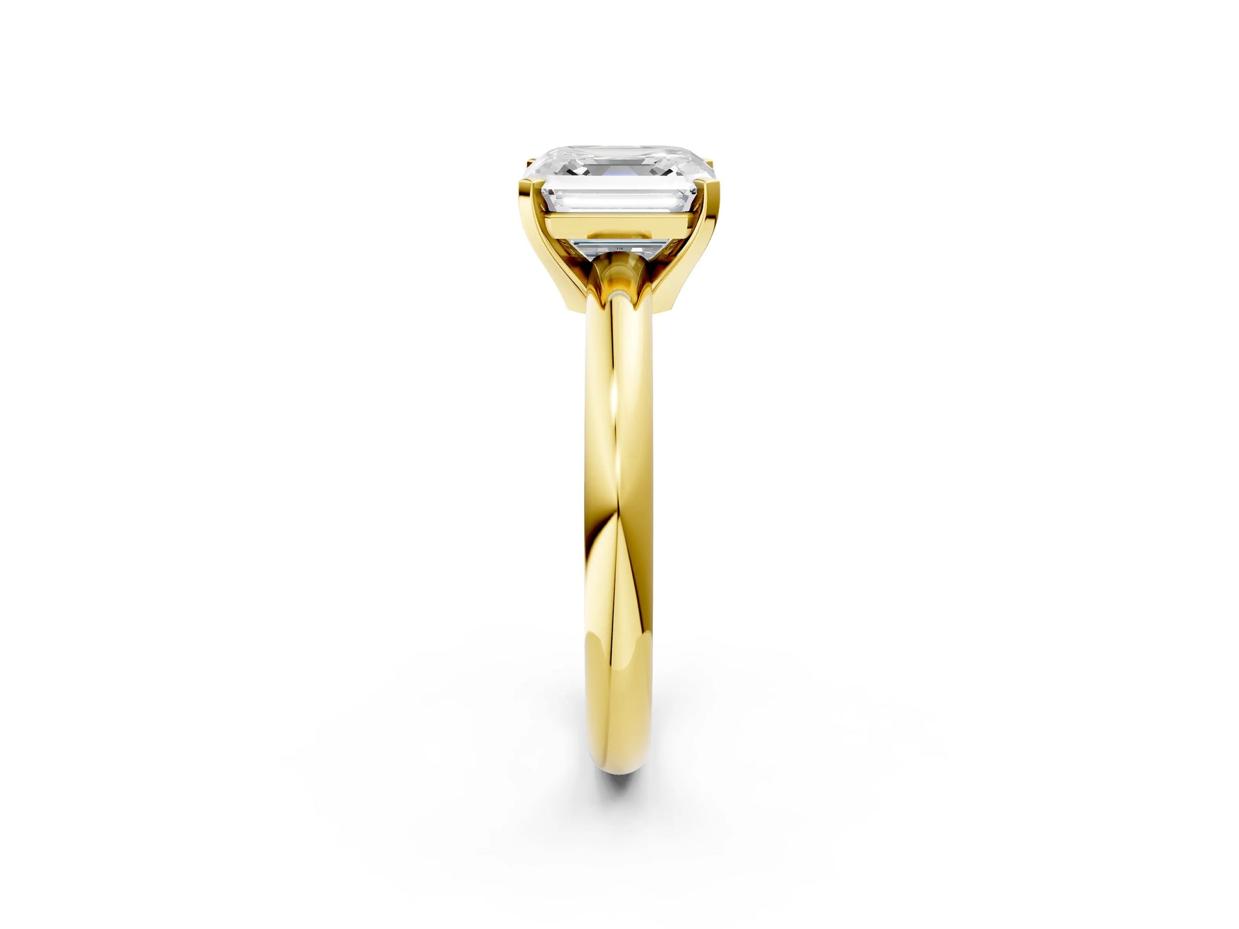 Asscher Cut Diamond Solitaire Ring in Yellow gold with Prong Setting and Rounded Band_20