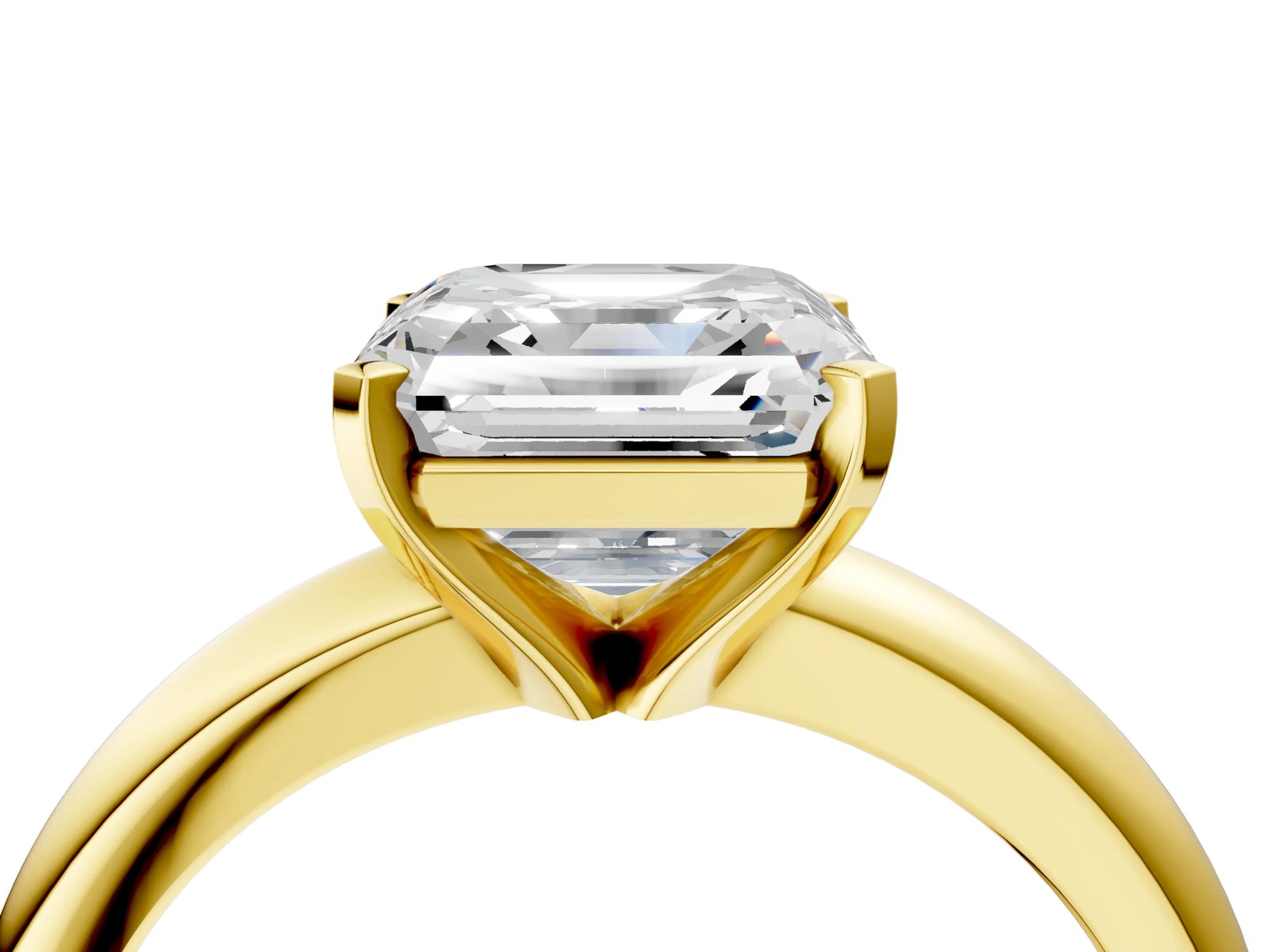 Asscher Cut Diamond Solitaire Ring in Yellow gold with Prong Setting and Rounded Band_22