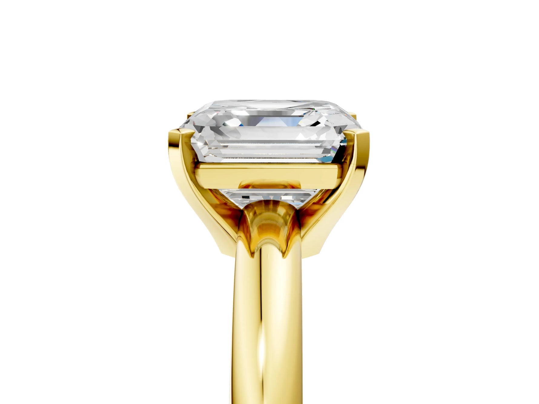 Asscher Cut Diamond Solitaire Ring in Yellow gold with Prong Setting and Rounded Band_23