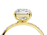Asscher Cut Diamond Solitaire Ring in Yellow gold with Round Pavé Band_10