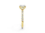 Asscher Cut Diamond Solitaire Ring in Yellow gold with Round Pavé Band_32