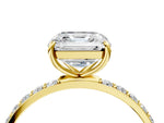 Asscher Cut Diamond Solitaire Ring in Yellow gold with Round Pavé Band_34