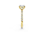 Asscher Cut Diamond Solitaire Ring in Yellow gold with Round Pavé Band_8