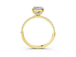 Asscher Cut Diamond Solitaire Ring in Yellow gold with Round Pavé Band_9