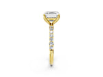 Asscher Cut Diamond Solitaire Ring in Yellow gold with Round Shared Prong Pavé Band_20