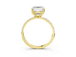 Asscher Cut Diamond Solitaire Ring in Yellow gold with Round Shared Prong Pavé Band_21