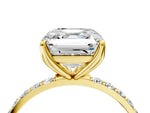 Asscher Cut Diamond Solitaire Ring in Yellow gold with Round Shared Prong Pavé Band_22