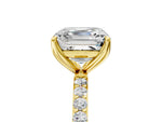Asscher Cut Diamond Solitaire Ring in Yellow gold with Round Shared Prong Pavé Band_23