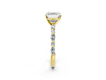 Asscher Cut Diamond Solitaire Ring in Yellow gold with Shared Prong Marquise and Round Side Stones_14