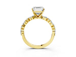 Asscher Cut Diamond Solitaire Ring in Yellow gold with Shared Prong Marquise and Round Side Stones_15