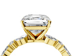 Asscher Cut Diamond Solitaire Ring in Yellow gold with Shared Prong Marquise and Round Side Stones_16
