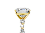 Asscher Cut Diamond Solitaire Ring in Yellow gold with Shared Prong Marquise and Round Side Stones_17