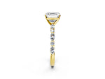 Asscher Cut Diamond Solitaire Ring in Yellow gold with Shared Prong Marquise and Round Side Stones_38