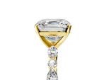 Asscher Cut Diamond Solitaire Ring in Yellow gold with Shared Prong Marquise and Round Side Stones_41