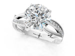 Asscher Cut Diamond Solitaire Twist Band Ring in White gold with Pavé Accents and Prong Setting_55