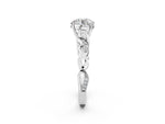 Asscher Cut Diamond Solitaire Vine Band Ring in Platinum with Milgrain Prong Setting_122