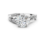 Asscher Cut Diamond Solitaire Vine Band Ring in White gold with Milgrain Prong Setting_105