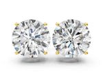 Asscher Cut Diamond Stud Earrings in Yellow gold with Basket Setting