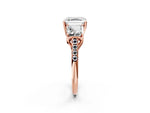 Asscher Cut Diamond Trellis Three-Stone Engagement Ring in Rose gold with Round Side Stones_20