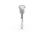 Asscher Cut Diamond Trellis Three-Stone Engagement Ring in White gold with Round Side Stones_20