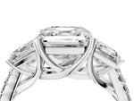 Asscher Cut Diamond Trellis Three-Stone Engagement Ring in White gold with Round Side Stones_22