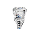 Asscher Cut Diamond Trellis Three-Stone Engagement Ring in White gold with Round Side Stones_23