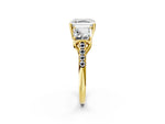 Asscher Cut Diamond Trellis Three-Stone Engagement Ring in Yellow gold with Round Side Stones_14