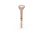 Asscher Cut Diamond Vintage Scroll Solitaire Ring in Rose gold with Graduated Round Side Stones_14