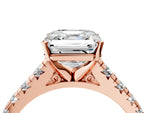 Asscher Cut Diamond Vintage Scroll Solitaire Ring in Rose gold with Graduated Round Side Stones_16