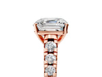 Asscher Cut Diamond Vintage Scroll Solitaire Ring in Rose gold with Graduated Round Side Stones_17
