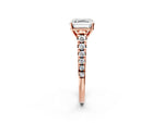 Asscher Cut Diamond Vintage Scroll Solitaire Ring in Rose gold with Graduated Round Side Stones_26