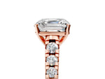 Asscher Cut Diamond Vintage Scroll Solitaire Ring in Rose gold with Graduated Round Side Stones_29