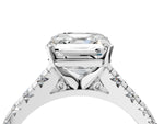 Asscher Cut Diamond Vintage Scroll Solitaire Ring in White gold with Graduated Round Side Stones_10