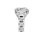 Asscher Cut Diamond Vintage Scroll Solitaire Ring in White gold with Graduated Round Side Stones_11