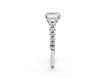 Asscher Cut Diamond Vintage Scroll Solitaire Ring in White gold with Graduated Round Side Stones_20