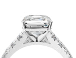 Asscher Cut Diamond Vintage Scroll Solitaire Ring in White gold with Graduated Round Side Stones_22