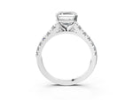 Asscher Cut Diamond Vintage Scroll Solitaire Ring in White gold with Graduated Round Side Stones_9
