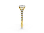 Asscher Cut Diamond Vintage Scroll Solitaire Ring in Yellow gold with Graduated Round Side Stones_14
