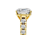 Asscher Cut Diamond Vintage Scroll Solitaire Ring in Yellow gold with Graduated Round Side Stones_17